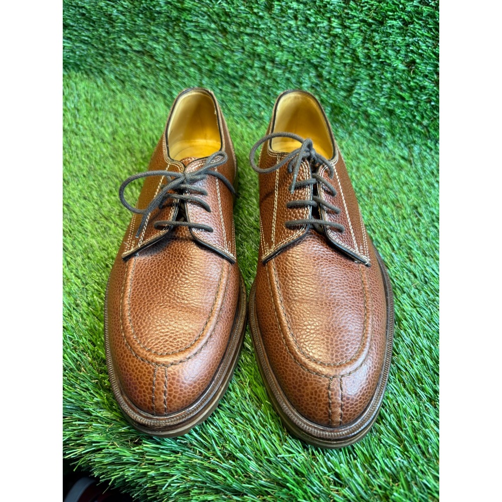 Zelli‎ Brown Pebbled Leather Oxford Split Toe Shoes Mens 8.5 M Made in Italy